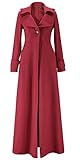 Kearia Women Elegant Long Sleeves Full length Woolen Blend Long Trench Coat Jacket