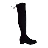 Kaitlyn Pan Women's Microsuede Flat Heel Over the Knee Thigh High Boots