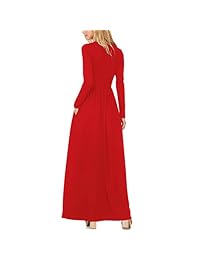 YS.DAMAI - Vestido largo de manga larga para mujer con bolsillos