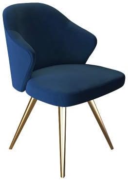 Luxury Modern Dining Chair Velvet Chair Designer Chair Backrest Armchair (Color : Blue)