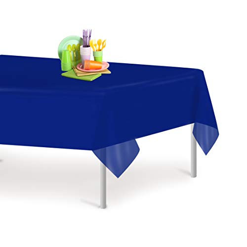 Navy Blue 6 Pack Premium Disposable Plastic Tablecloth 54 Inch. x 108 Inch. Rectangle Table Cover By Grandipity