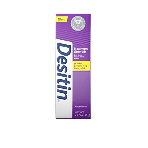 Photo 1 of Desitin Maximum Strength Baby Diaper Rash Cream with 40% Zinc Oxide for Treatment, Relief & Prevention, Hypoallergenic, Phthalate- & Paraben-Free Paste, 4.8 oz
