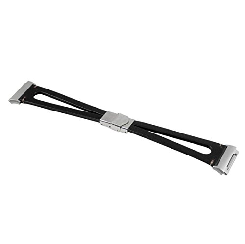 Lisin Leather Band For Fitbit Ionic,Replacement Leather Wristband Band Strap Bracelet (Black) - Thumbnail 2