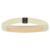 Woman Mirror Polished Rectangle Metal Decor Press Stud Button Elastic Waist Belt
