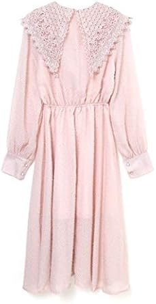 Amazon Co Jp Bubbles バブルス クロス編みレースカラーワンピース ピンク F ファッション