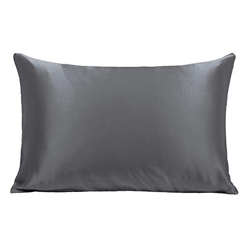 Ravmix 100% Pure Natural Silk Pillowcase for Hair and Skin with Hidden Zipper Queen Size 21 Momme 600TC Hypoallergenic Soft Breathable Both Sides Silk, 20Ã—30inches, 1PCS, Space Gray