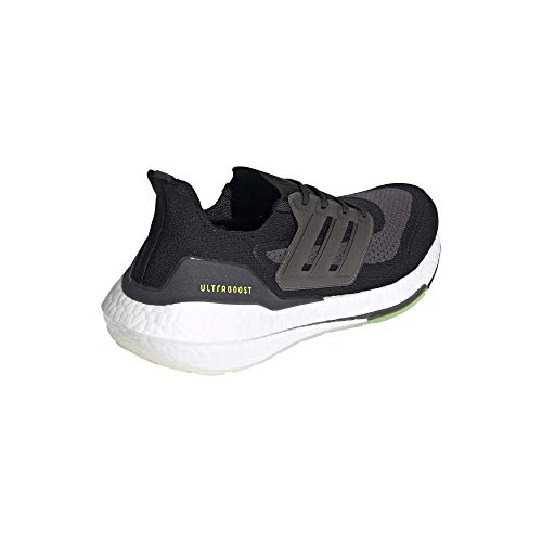 adidas Men's Ultraboost 21 Running Shoe, Black/Silver Metallic/Solar Yellow, 8 | Pricepulse