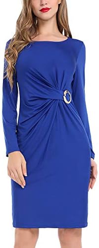 AUQCO Women's Wrap Long Sleeve/Sleeveless Slim Bodycon Wear to Work V-Neck Dress