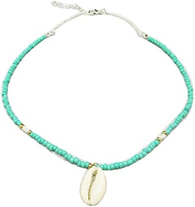 AxssjS Bohemia Shell Pendant Women Beaded Chain Necklace Summer Beach Party Jewelry - Silver
