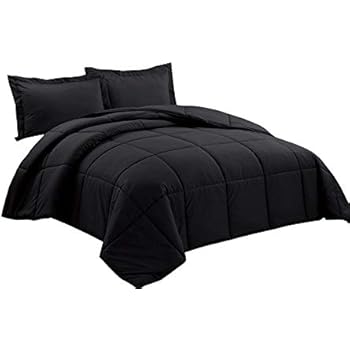 Chezmoi Collection 3-Piece Down Alternative Comforter Set (Queen, Black)