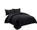 Chezmoi Collection 3-Piece All Season King Comforter Set Black, Soft Quilted Down Alernative Duvet Insert with Corner Tabs, Lightweight Microfiber Bedding, 102 x 90 Inches