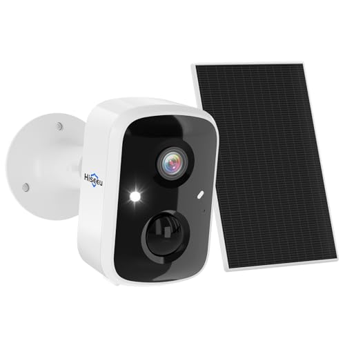 Hiseeu Solar Security Cameras Wireless Outdoor, Battery Powered 3K 4MP Indoor WiFi Smart Cameras for Home Security Outside, Motion Detection, Waterproof, Color Night Vision, 2-Way Audio