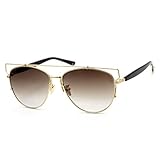 Women Men Vintage Design Metal Frame Goggles Aviator Coating Eyewear Glasses Sunglasses (GoldBrown)
