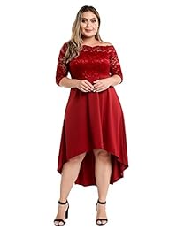 YISIBIA vestido de cóctel formal de encaje, floral, con hombros descubiertos, talla grande, para mujer