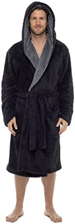 Men's Snuggle Fleece Robe, Luxury Super Soft Hooded Dressing Gown, M L XL, Gift For Him, By Toro Rocco®