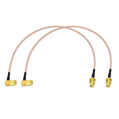 Bingfu RP-SMA Female Bulkhead Mount to RP-SMA Male Right Angle RG316 WiFi Antenna Extension Coaxial Cable 30cm 12 inch (2-Pack) for WiFi Router Wireless PCI Express PCIE Network Card WiFi Adapter
