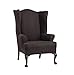 SureFit Simple Stretch Twill One Piece Wing Chair Slipcover, Chocolate