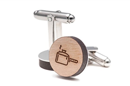 image for Wooden Accessories Company Saucepan Cufflinks, Wood Cufflinks Hand Mad