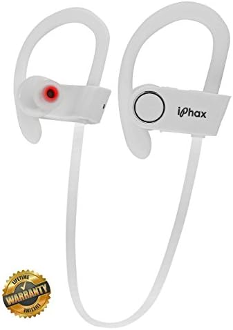 Bluetooth Headphones By iPhax - Comfortable Sweatproof Sports Wireless Earbuds, Pairing all iPhone &amp; Android models - Fits all Indoor &amp; Outdoor Activities (White)