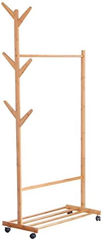 LIMAM Bamboo Coat Rack Display Stand Hall Tree Removable-style Coat Rack Standing Coat Hanger Coat Hooks Portable Clothing Rack (70x38x176cm)