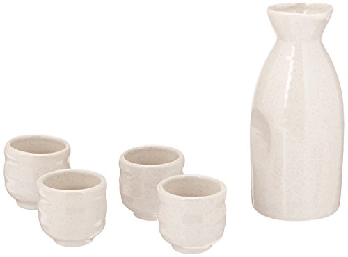Happy Sales 5 piece Ceramic Sake Set - Off White