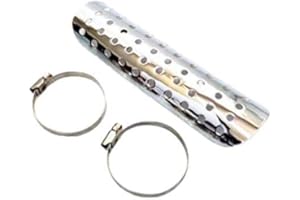 BHYSHOP Chrome Holes Exhaust Muffler Pipe Heat Shield Heel Guard for Harley Honda Kawasaki Suzuki Yamaha Shadow Cruiser Chopper Cafe Racer Vintage Retro