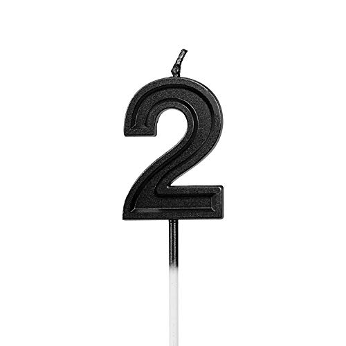 URAQT Birthday Candles Numbers, Black Glitter Birthday Numeral Candles for Birthdays, Weddings, Reunions, Theme Party, Number 2 - Thumbnail 7