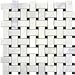 White Marble Basketweave Mosaic Tile Black Dots 1 x 2 Polished