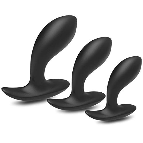 Butt Plug Trainer Kit for Comfortable Long-Term Wear,3Pcs Silicone Anal Plugs Training Set with Flared Base Prostate Massager Adult Sex Toys for Men and Women