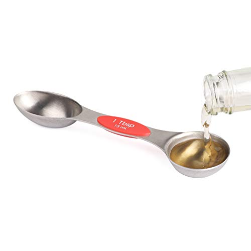 Magnetic Measuring Spoons Set Stainless Steel Stackable Dual Sided Teaspoons and Tablespoons for Measuring Dry and Liquid Ingredients Set of 6 - Thumbnail 4
