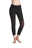 Lotsyle Women's Mesh Yoga Active Workout Pants Spilicing Leggings Capri Pants