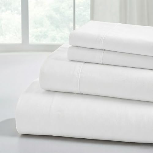 Modern Threads Soft Microfiber Solid Sheets - Luxurious Microfiber Bed Sheets - Includes Flat Sheet, Fitted Sheet with Deep Pockets, & Pillowcases White Queen