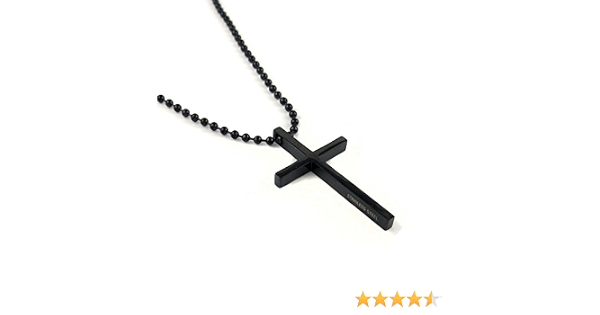 Black Cross Pendant Chain Necklace 