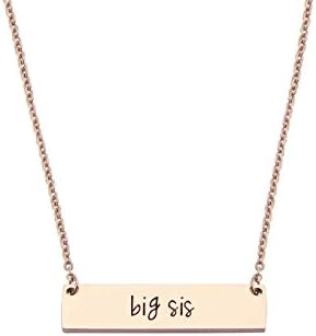 JJTZXSister Bar Necklace Set Lil Sis & Big Sis Hand Stamped Bar Necklace New Big Sister Gift