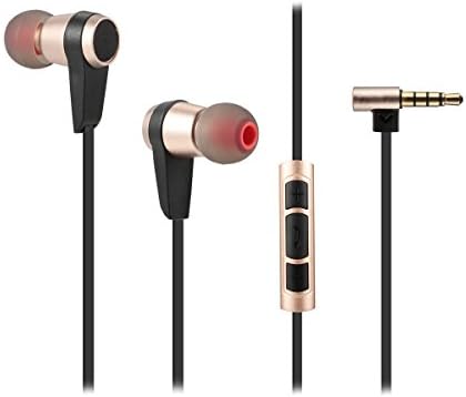 Shengpute Metal Earphones,Sport Bass In-Ear Earbuds with Mic Headsets for Phones Headphones Gold