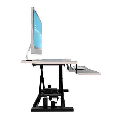 VersaDesk Power Pro Corner - 36" Electric Height-Adjustable Standing Desk - Sit to Stand Desktop with Keyboard and Mouse Tray - Gray - Thumbnail 3