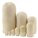 Moonmo 10pcs Beautiful Handmade DIY Blank Wooden Russia Nesting Dolls Gift Russian Nesting Wishing Dolls DIY Craft Matryoshka Traditional.