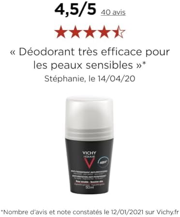 Homme Déodorant Roll-On Anti-Transpirant 48H Peaux Sensibles