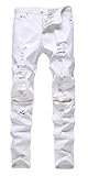 NITAGUT Men's Skinny Ripped Destroyed Slim Straight Fit Zipper Jeans With Holes