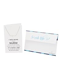 Quan Jewelry EKG Heartbeat Necklace, Lifeline Pulse Pendant, Female Nurse RN Graduation Gifts with Greeting Card, 16-in to 18-in