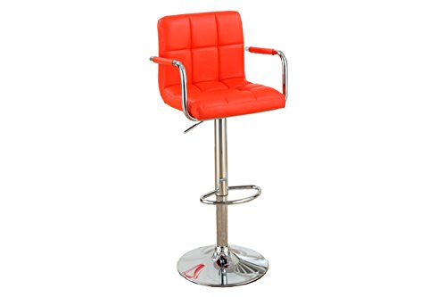 Poundex 2 Piece PU Tufted L Shape Barstool Set, Red