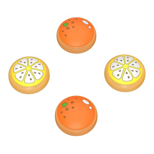 PlayVital Joystick Caps for Nintendo Switch, Thumbstick Grips for Switch Lite, Analog Cover for OLED Joycon Thumb Grip Caps - Tangerine