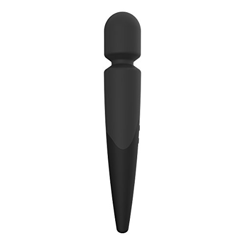 Velocity Waterproof 10 Speed Silicone Wireless Therapeutic Massager Wand (Midnight Black)