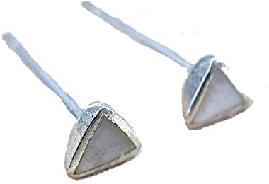 FaithOwl Mother of Pearl 3mm Tiny Triangle Stud Earrings in 925 Sterling Silver