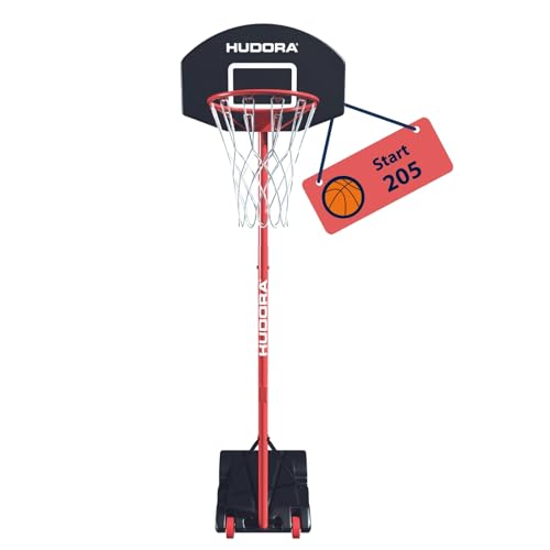 HUDORA Start Basketballständer 205 - Höhenverstellbarer Basketballkorb von 165-205 cm - Mobile Korbanalage mit Ständer für Kinder & Jugendliche - Stan