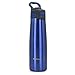 TOPOKO AUTOFLIP Straw Lid Water Bottle Stainless Steel Double Wall Vacuum Insulated Sweat Proof Leak Proof Beverage Taking Aid with Carrying Handle-25 OZ-Blue