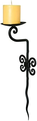 Blacksmith Handmade Wrought Iron Wall Mounted Candleholder, Hanging Wall Candleholder Sconce for home décor and gifts (Black)