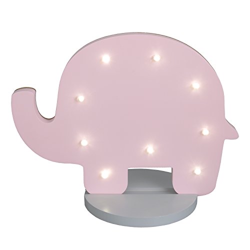 NoJo Elephant Lighted Nursery Decor, Pink/Grey