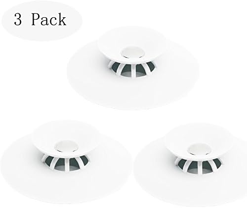 Wtempo 3 Pack Silicone Tub Stopper Drain Plug for Kitchens, Bathrooms and Laundries，Deodorant Floor Drain 4 Inches (White)
