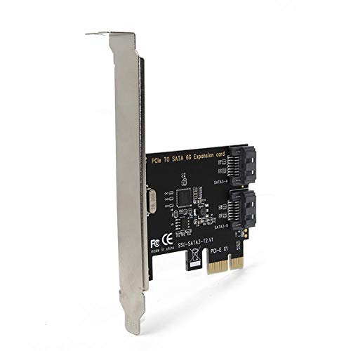 Per PCI Express SATA 3.0 Controller Card 2 Port PCIe to SATA III 6GB/s Internal Adapter Converter for Desktop PC,PCI-E to SATA 3.0 Disk Array Card Hard Drive Expansion Card